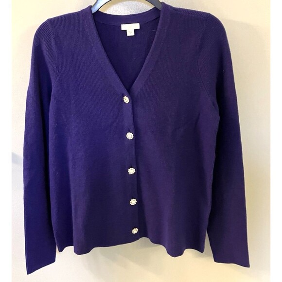 J. Jill Sweaters - J. Jill Cardigan Sweater Women's XS Purple Button Front V-Neck Long Sleeve NWOT
